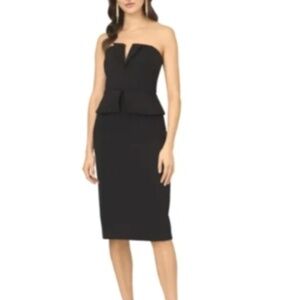 Liv Foster Stretch Crepe Strapless Peplum Midi dress black - 10
